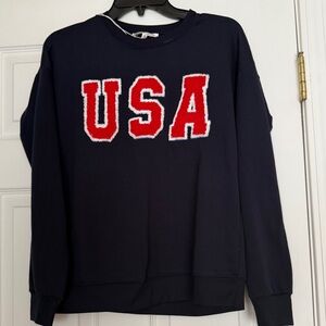 Workshop Republic Clothing Navy Sweatshirt with Red Accents